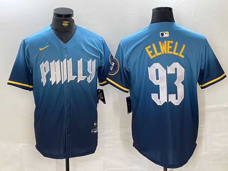 Mens Philadelphia Phillies #93 Jason Elwell Blue 2024 City Connect Limited Stitched Jersey
